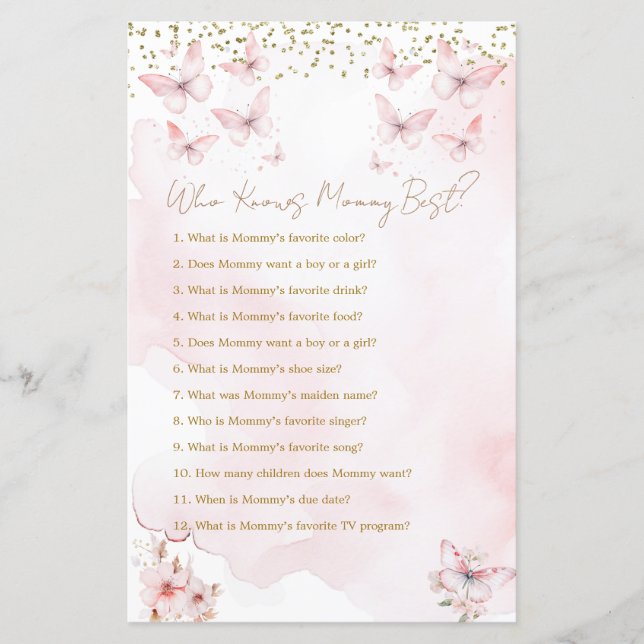 ママを知るピンク色の蝶の赤ちゃん最高のシャワー (正面)