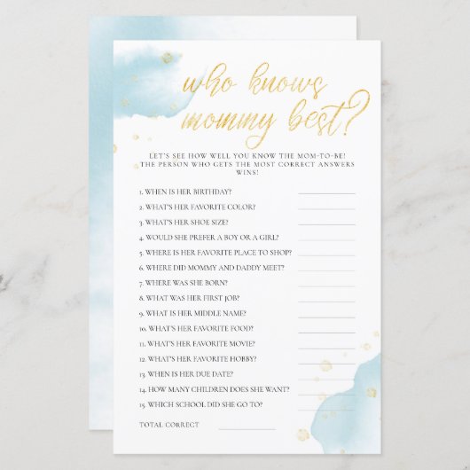 ママを知る冬の青い赤ちゃんシャワーゲ最高のーム (正面/裏面)