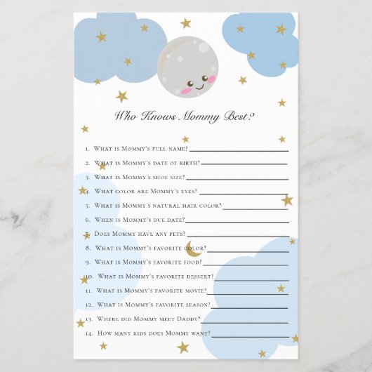 ママを知る月の赤ちゃんシャワーゲームで  チラシ (正面)