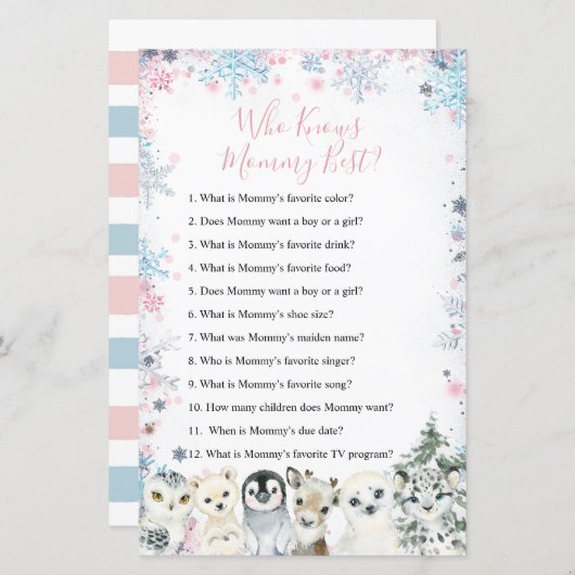 ママを知る森の冬の動物の最高の姿 (正面/裏面)