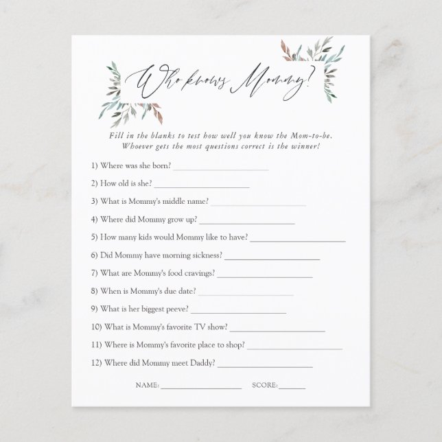 ママを知る緑の冬の赤ちゃん最高のシャワー (正面)