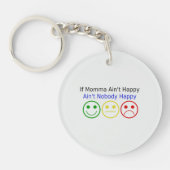 ママアインもしハッピーことわざとスマイル顔 キーホルダー (正面)
