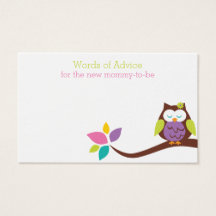 ママアドバイスの赤ちゃんシャワーカードに可愛いフクロウ