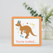 ママアンドベビーカンガルースウィズ誕生日ハッツ 招待状 (スタンド正面)