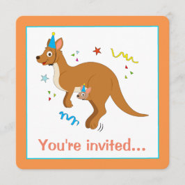 ママアンドベビーカンガルースウィズ誕生日ハッツ 招待状