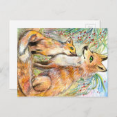 ママアンドベビーキツネ ポストカード (正面/裏面)