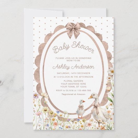 ママアンドベビーグースニュートラルベビーシャワー招待状 招待状 (正面)