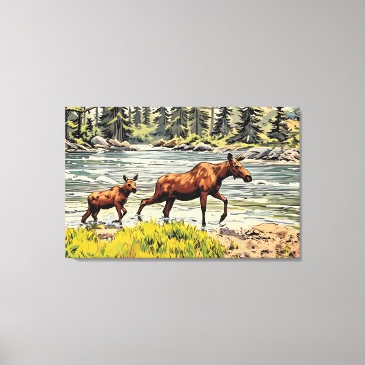 ママアンドベビームース キャンバスプリント (正面)