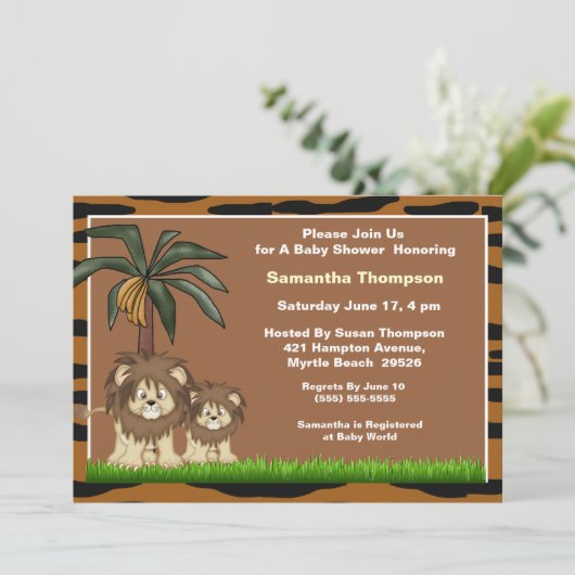 ママアンドベビーライオンベビーシャワー招待状 招待状 (スタンド正面)