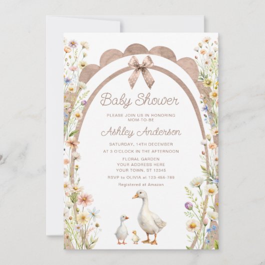 ママアンドリトルゴスリングベビーシャワー招待状 招待状 (正面)