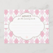 ママアーガイルのためのピンクの赤ちゃんシャワーアドバイス アドバイスカード (裏面)