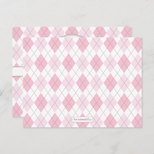 ママアーガイルのためのピンクの赤ちゃんシャワーアドバイス アドバイスカード (正面/裏面)