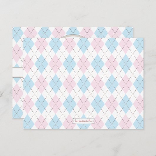 ママアーガイルのための赤ちゃんシャワーアドバイス アドバイスカード (正面/裏面)