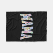 ママイースターレトロバーシティビッグカラフルレターカット フリースブランケット (正面(横))