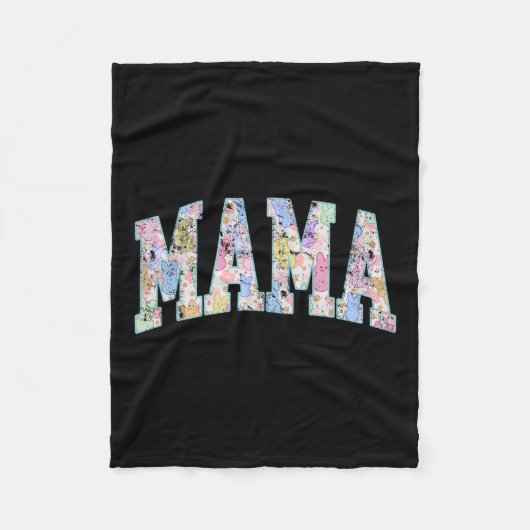 ママイースターレトロバーシティビッグカラフルレターカット フリースブランケット (正面)