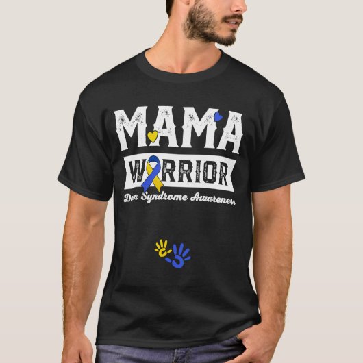 ママウォリアードダウン症候群認識度ファミリー Tシャツ (正面)