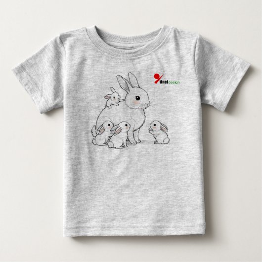 ママウサギと赤ちゃんのベビーTシャツ ベビーTシャツ (正面)