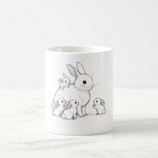 ママウサギと赤ちゃんマグカップ コーヒーマグカップ (中央)