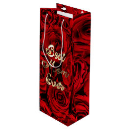 ママエバ最高のーハートレッドロセスフローラ ワインギフトバッグ