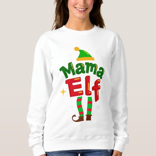 ママエルフのマッチングファミリークリスマスデザイン スウェットシャツ (正面)