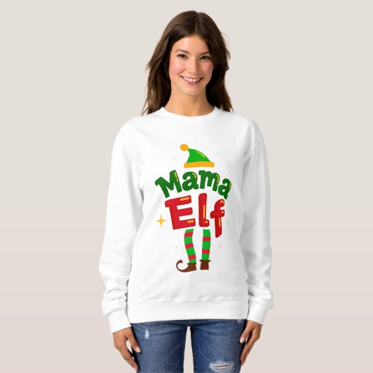 ママエルフのマッチングファミリークリスマスデザイン スウェットシャツ (正面フル)