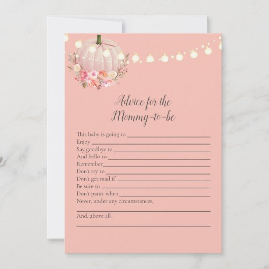 ママエレガントの赤ちゃんシャワーゲーム用カボチャアドバイス 招待状 (正面)