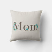 ママエレガントフローラ枕 – ティール（緑がかった色）ブルーバラアクセント クッション (裏面)