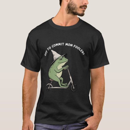 ママカエルがママの愚行を犯しにスクーターに乗って出かけるギフト Tシャツ (正面)