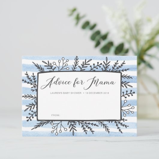 ママカストライプード用ブルーマベビーシャワーアドバイス 招待状 (スタンド正面)