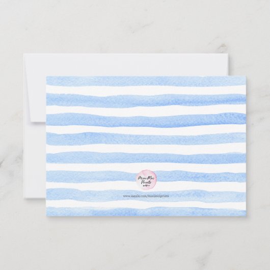 ママカストライプード用ブルーマベビーシャワーアドバイス 招待状 (裏面)