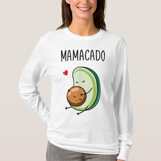 ママカドアボカド妊娠ママ妊娠 Tシャツ (正面)