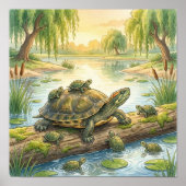 ママカメと子ガメの池の保育園 ポスター (正面)