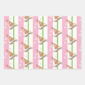 ママカンガロストライプと花 ラッピングペーパーシート (正面)