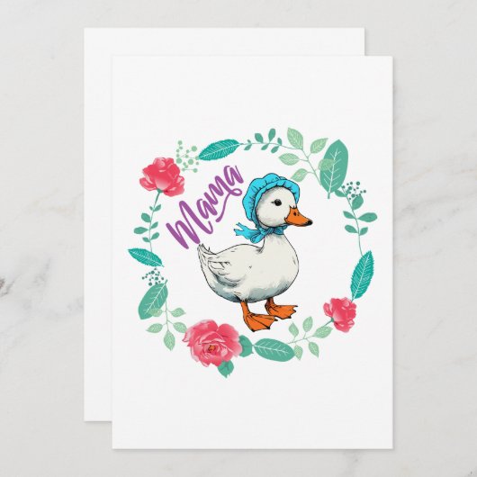 ママガチョウと花お母さんの日 招待状 (正面/裏面)