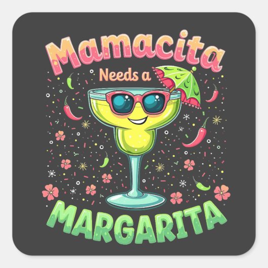 ママキタニーズMargarita Cinco De Mayoパーティー スクエアシール (正面)
