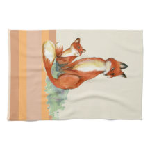 ママキツネとベビー水彩イラストレーション