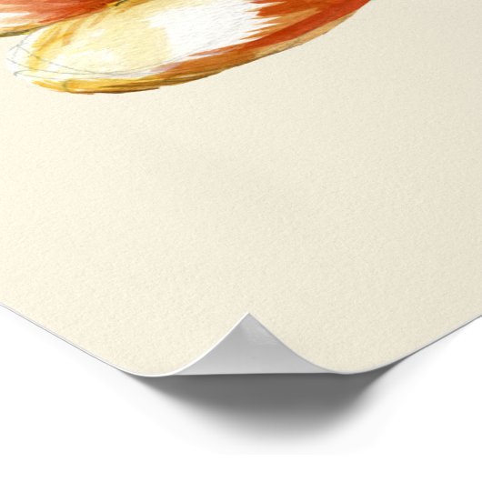 ママキツネとベビー水彩イラストレーション ポスター (角)