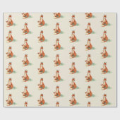 ママキツネとベビー水彩イラストレーション ラッピングペーパー (フラット)