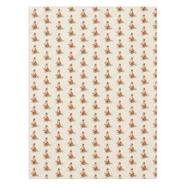 ママキツネとベビー水彩模様 テーブルクロス