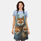 ママキツネと二ベビー エプロン (着用した状態)