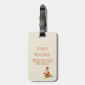 ママキツネ及びベビー水彩イラストレーションカスタム ラゲッジタグ (裏面縦)
