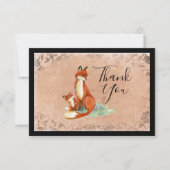 ママキツネ及びベビー水彩イラストレーション感謝してい 招待状 (正面)