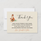 ママキツネ及びベビー水彩イラストレーション感謝してい 招待状 (裏面)