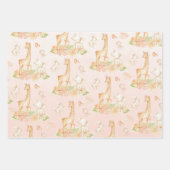 ママキリンベビー&フレンズ赤面ピンク ラッピングペーパーシート (正面3)
