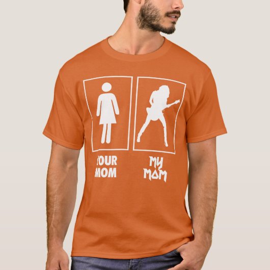 ママギター・ロックンロールバンド ギフト Tシャツ (正面)