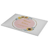 ママギフトサンフラワーズユーカリプタスフラワーズ金ゴールドリース カッティングボード (角)