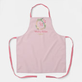 ママギフトピンク赤面バラ金ゴールドモノグラムフローラ エプロン (正面)