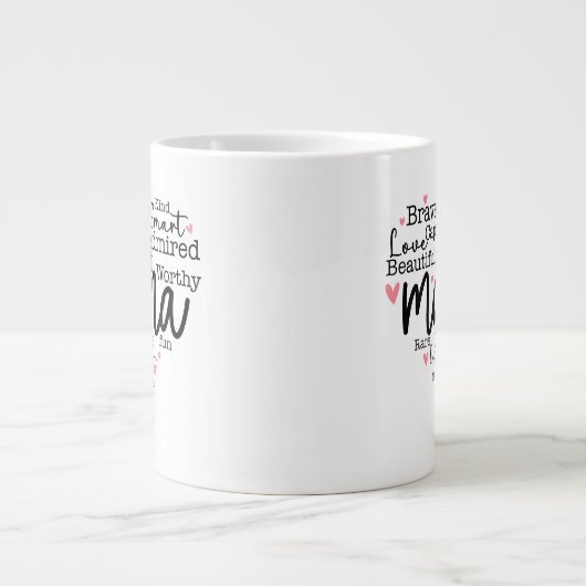 ママギフトマママスクリプトインスパイアのハート ジャンボコーヒーマグカップ (正面)