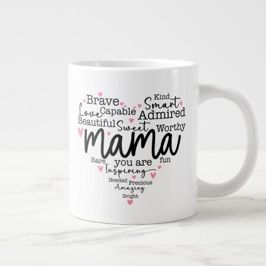 ママギフトマママスクリプトインスパイアのハート ジャンボコーヒーマグカップ (右)