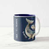 ママクジラ&カーフ名海軍ブルーマザーズデイ ツートーンマグカップ (正面右)